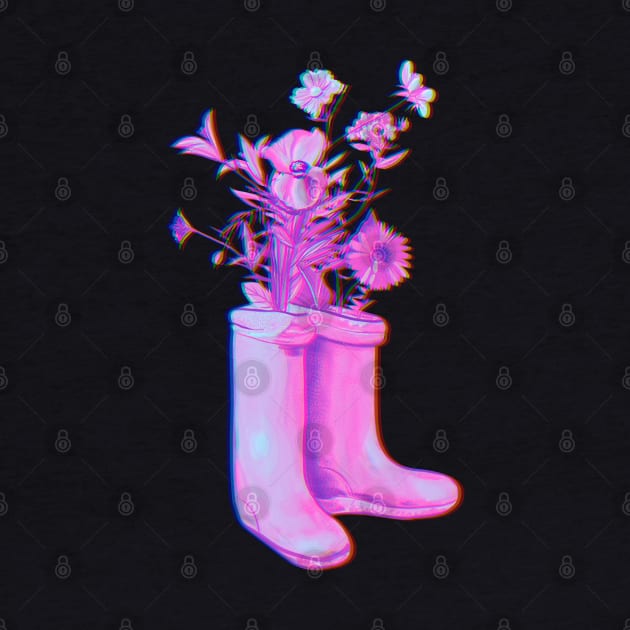 Pink floral rain boots by Mimie20